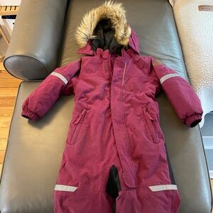 Polarn O. Pyret Kids Jacket - Burgundy with Fur Trim